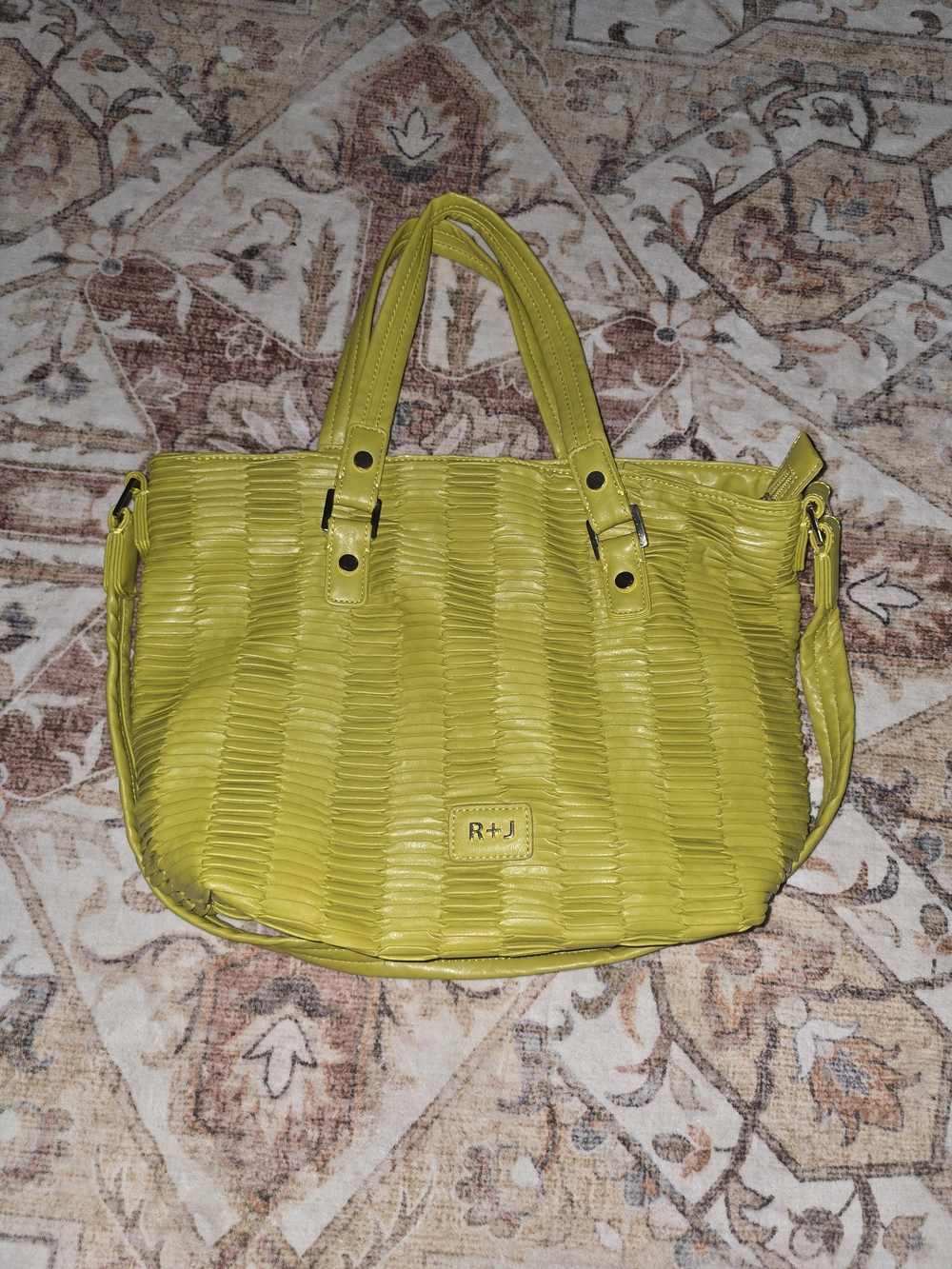 R+J Chartruse Woven Tote Bag